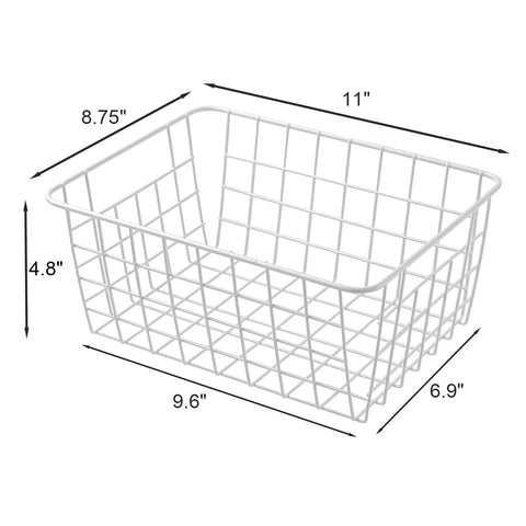 Brightalk white wire storage basket helps organize pantry items and reduce clutter.