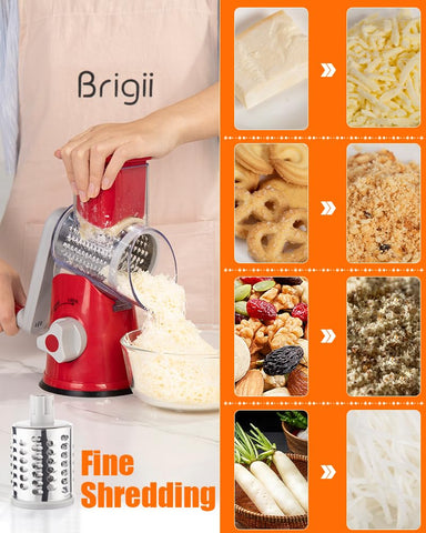 Brigii 3 drum blades offering versatile slicing, shredding, and chopping options.