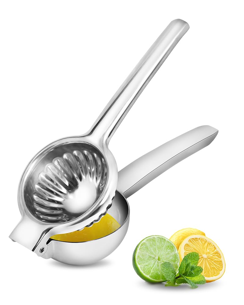 Brigii lemon squeezer shows durable stainless steel body for reliable daily juicing.