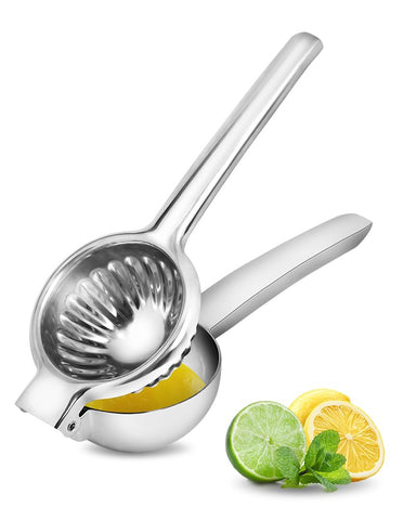Brigii lemon squeezer shows durable stainless steel body for reliable daily juicing.