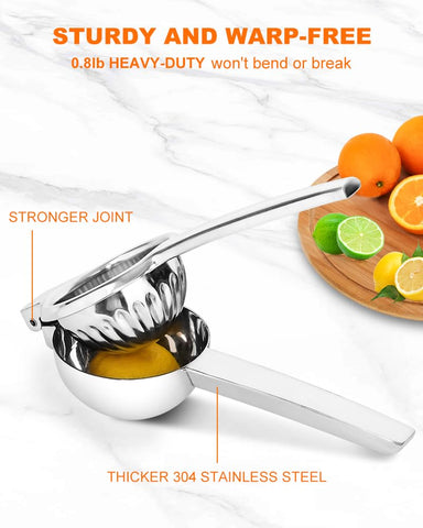 Threaded press head design increases juice yield with less effort.