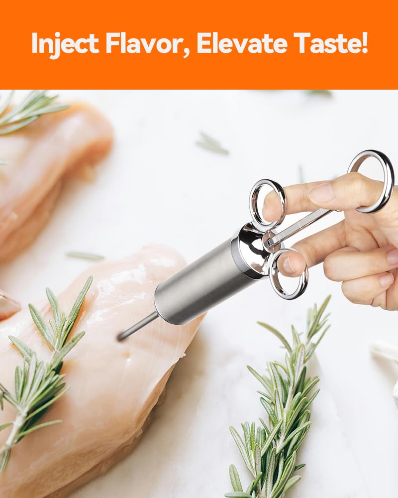 Brigii meat injector three-needle set enables versatile marinades for different cuts