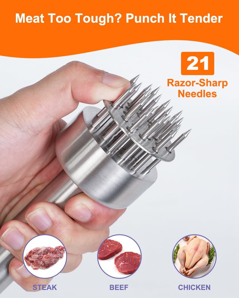 Brigii tenderizer showing retractable safety guard for safe storage