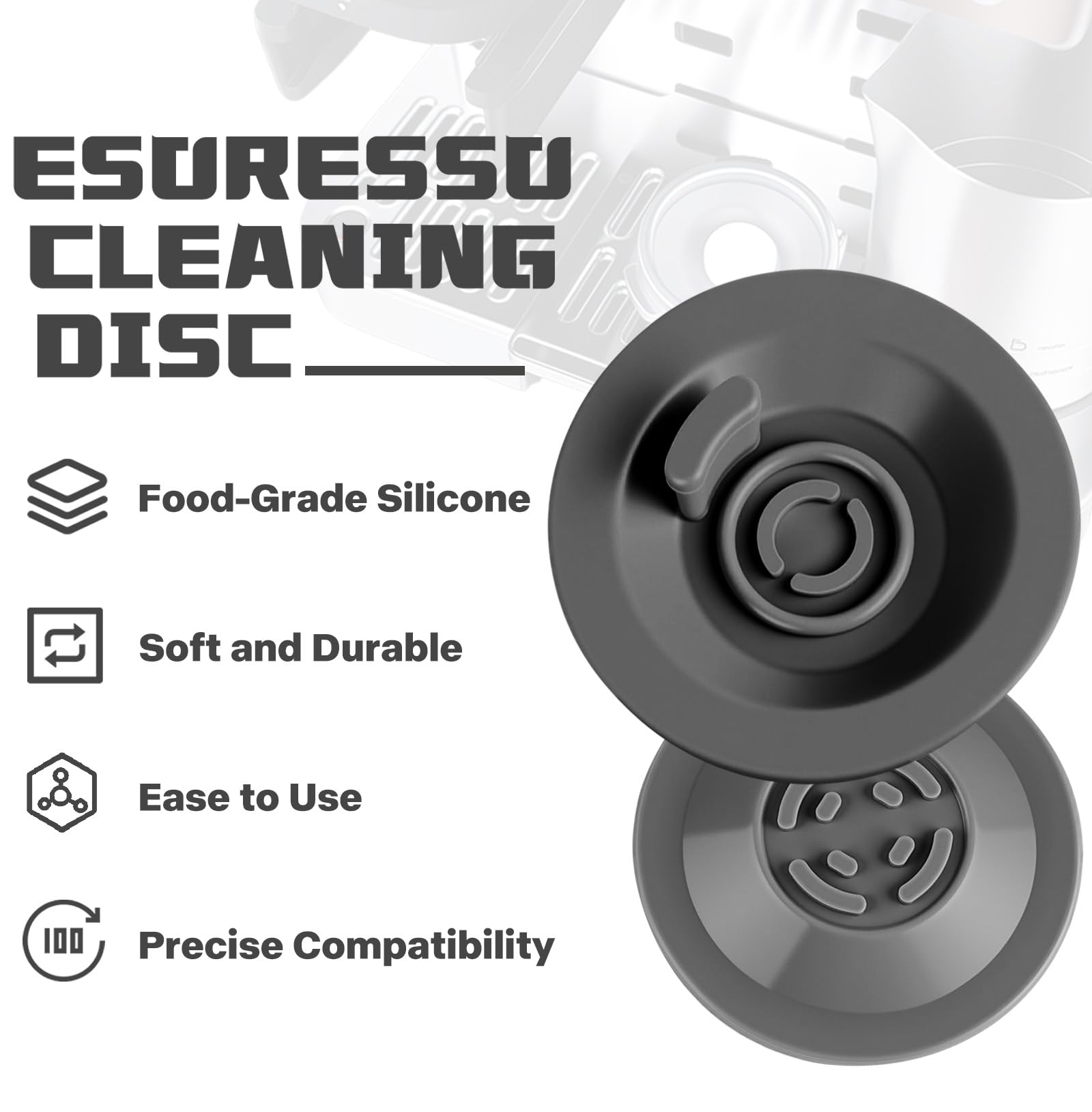 Brikinte cleaning disc in action inside a portafilter