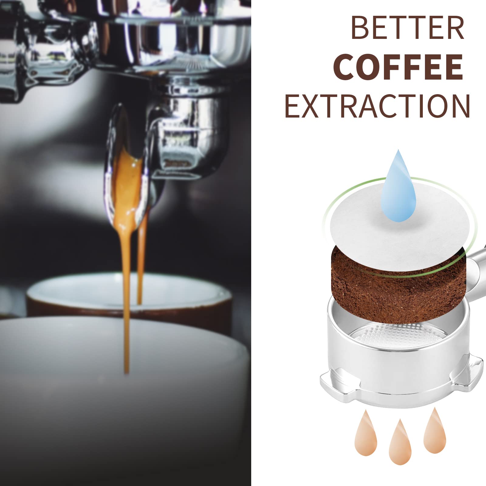 Brikinte paper filter versus stainless steel puck for gentler machine interaction