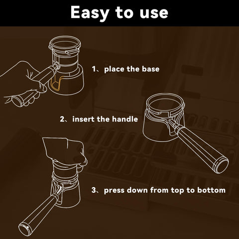 Brikinte stable tamping surface keeps portafilters aligned on the counter.