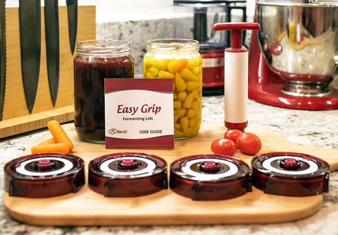 Brillenti wide-mouth jar storage fit highlights cupboard-friendly fermentation gear.