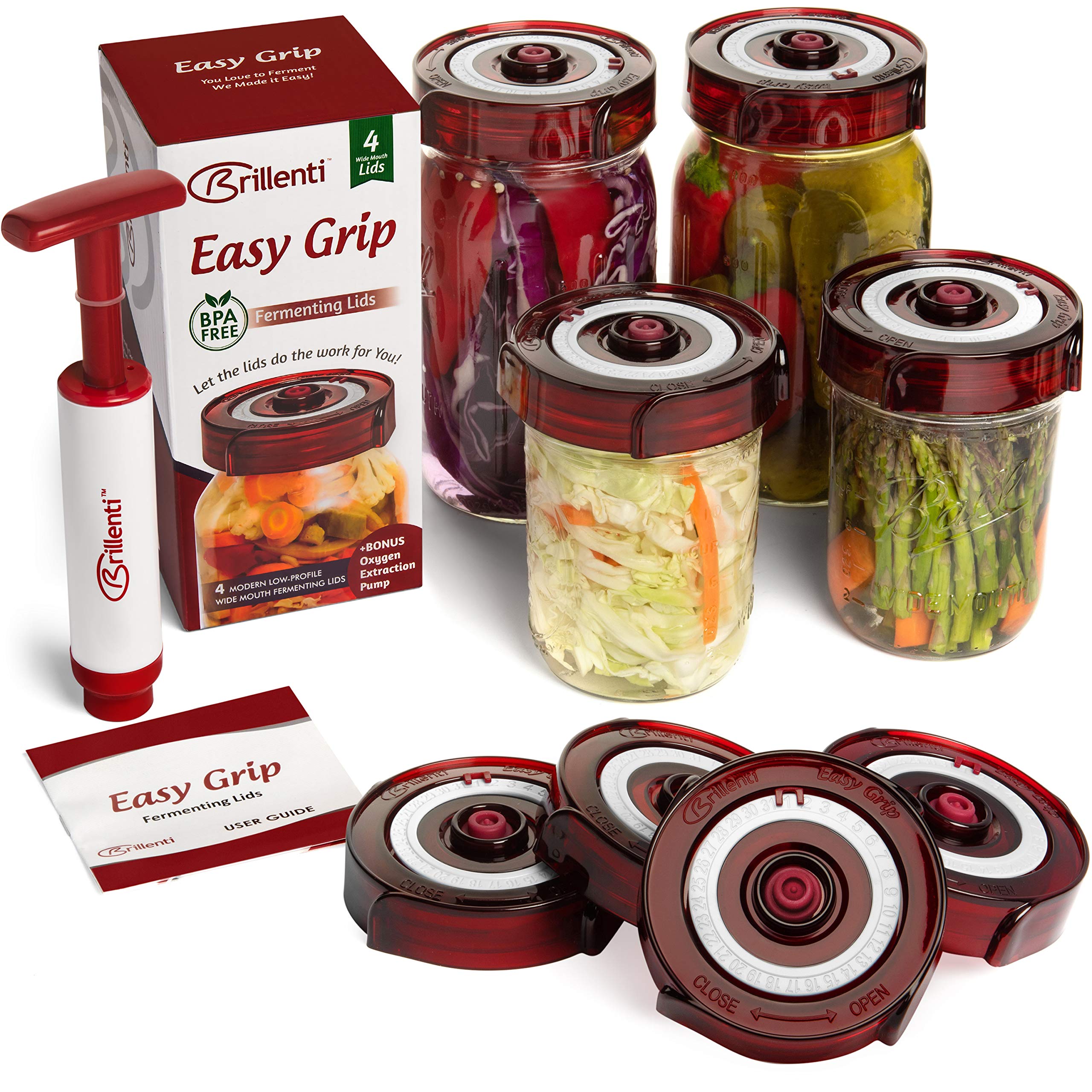 Brillenti wide-mouth lids assembly demonstrates a clean, efficient fermentation setup for jars.