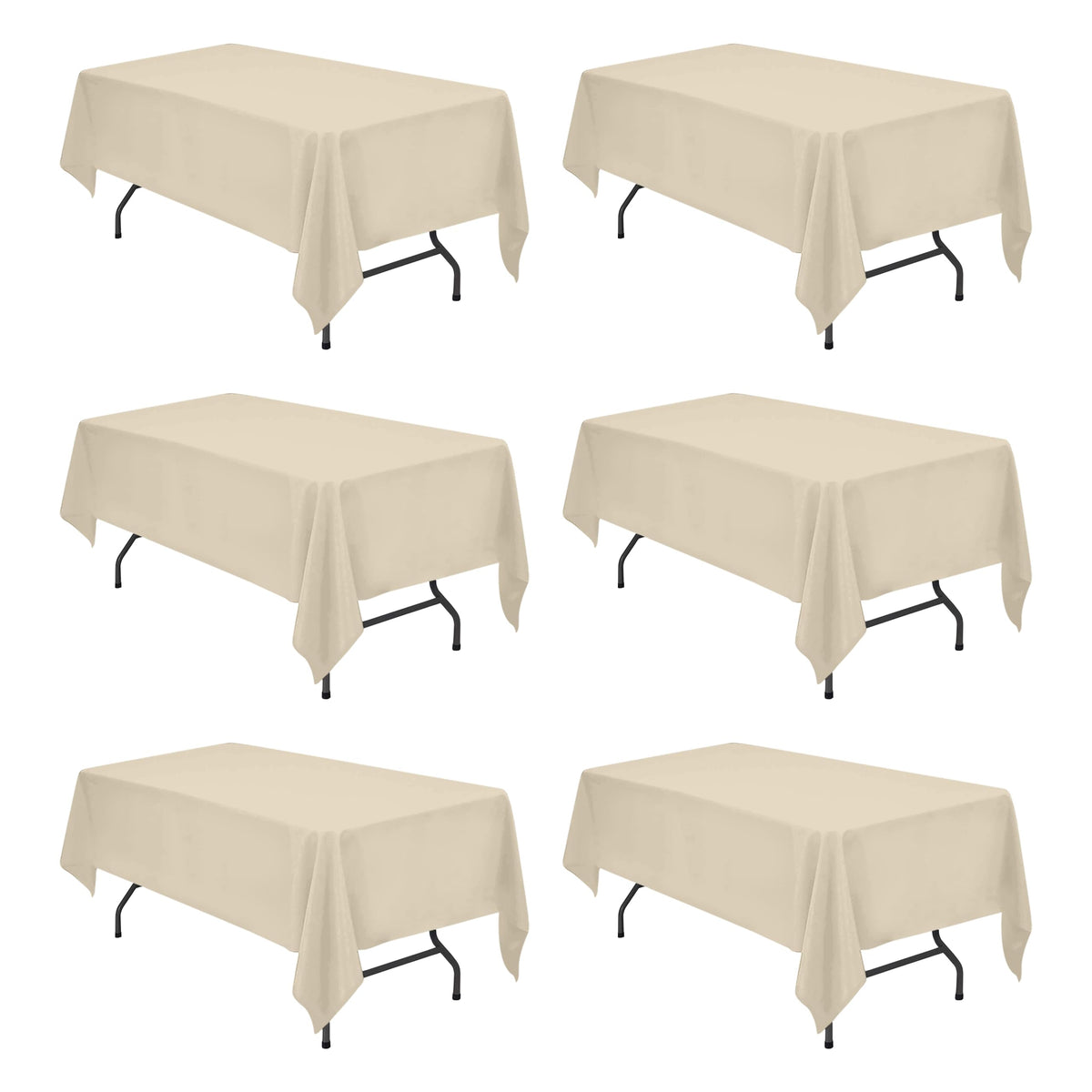 BRILLMAX beige tablecloth on a 6ft table showing clean rectangular top for events