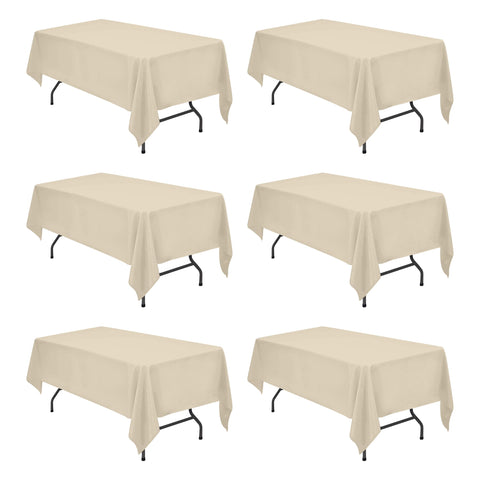 BRILLMAX beige tablecloth on a 6ft table showing clean rectangular top for events