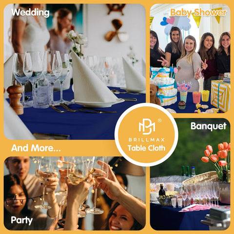 BRILLMAX navy tablecloth offers easy care for frequent events.
