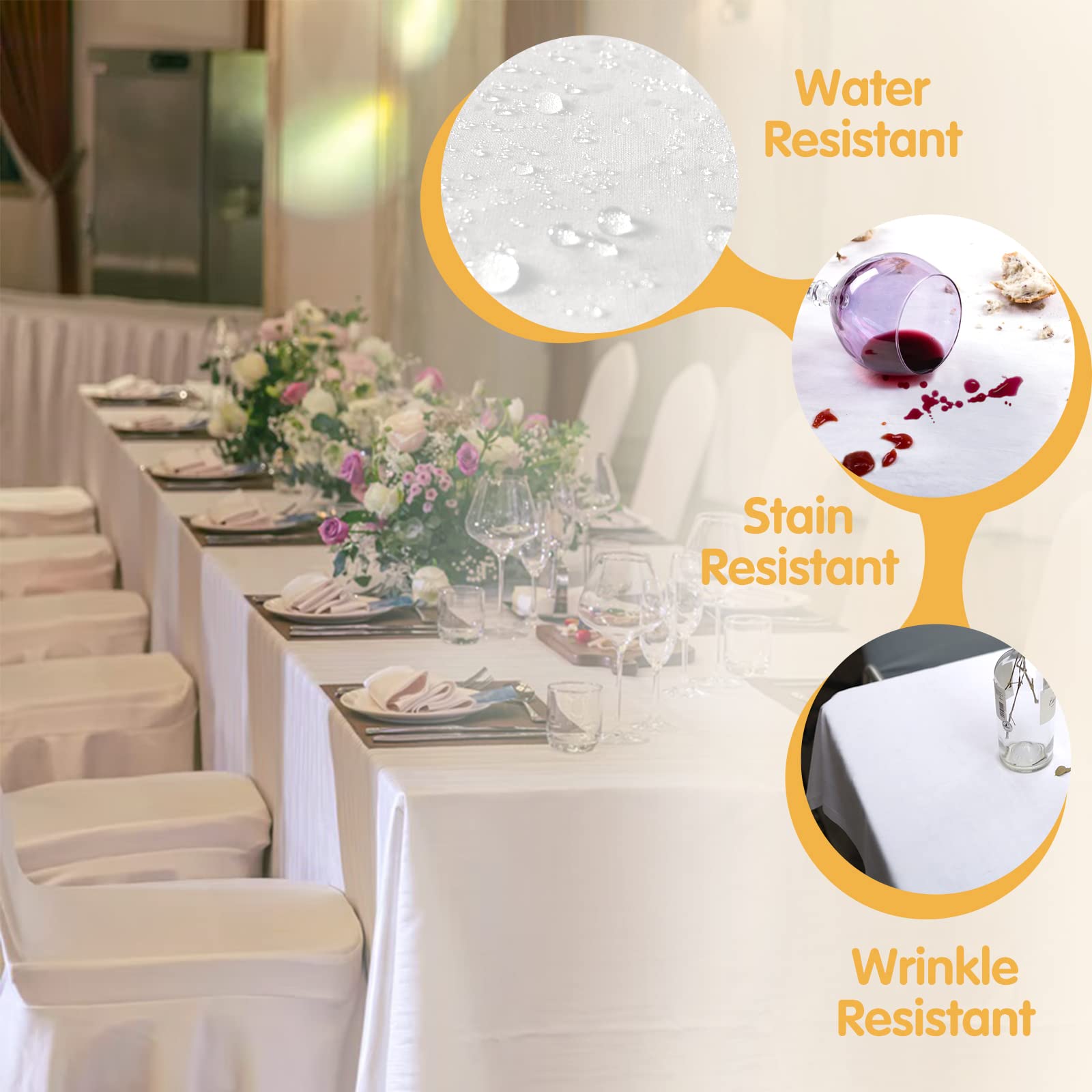 BRILLMAX rectangular white tablecloth 6ft for elegant dining