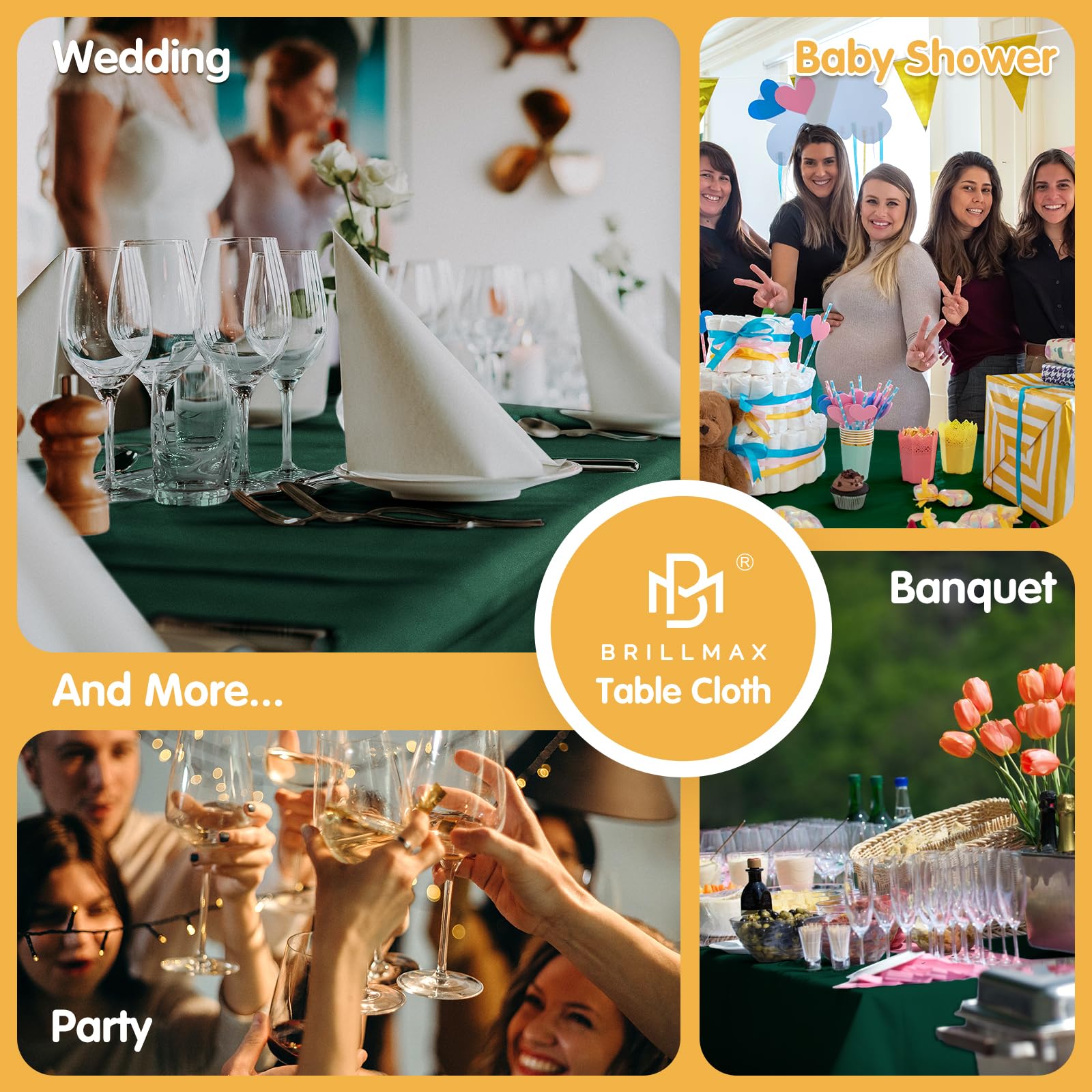 BRILLMAX reusable tablecloth ideal for weddings and parties
