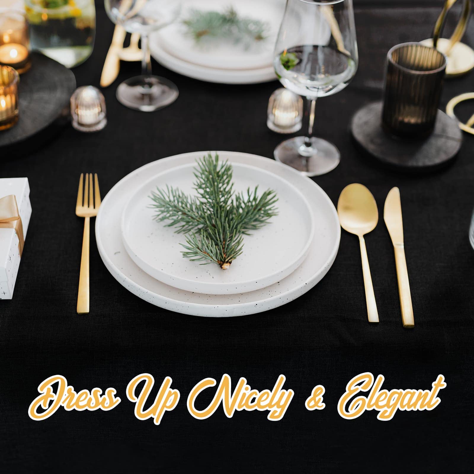 BRILLMAX tablecloth black color depth enhances contrast for centerpieces.