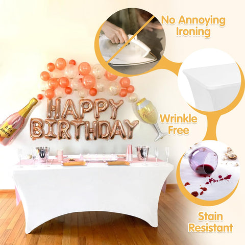 BRILLMAX wrinkle-free, stain-resistant table cover for spills at events.