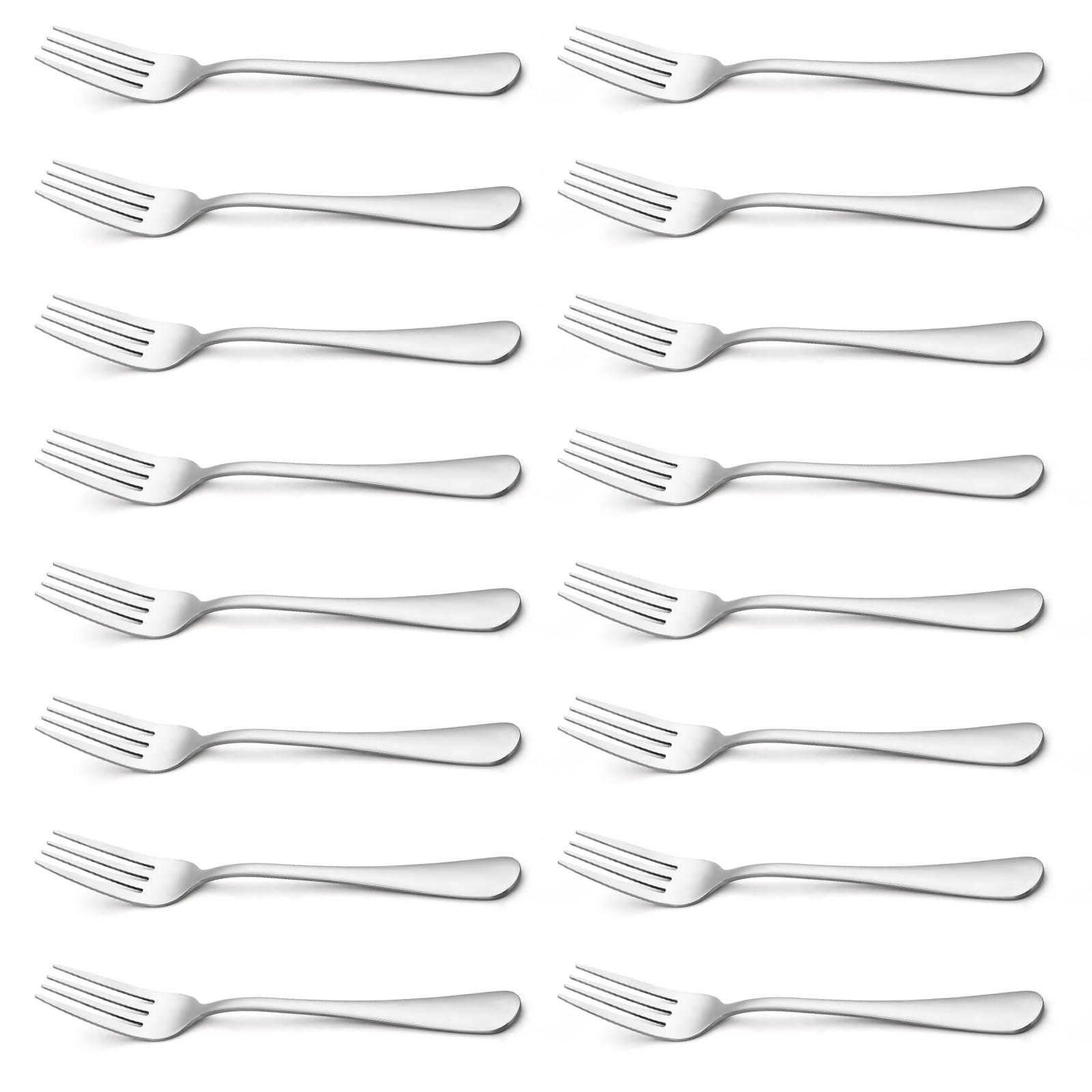 BRIOUT 16-piece silverware set with 8-inch dinner forks for everyday dining elegance.