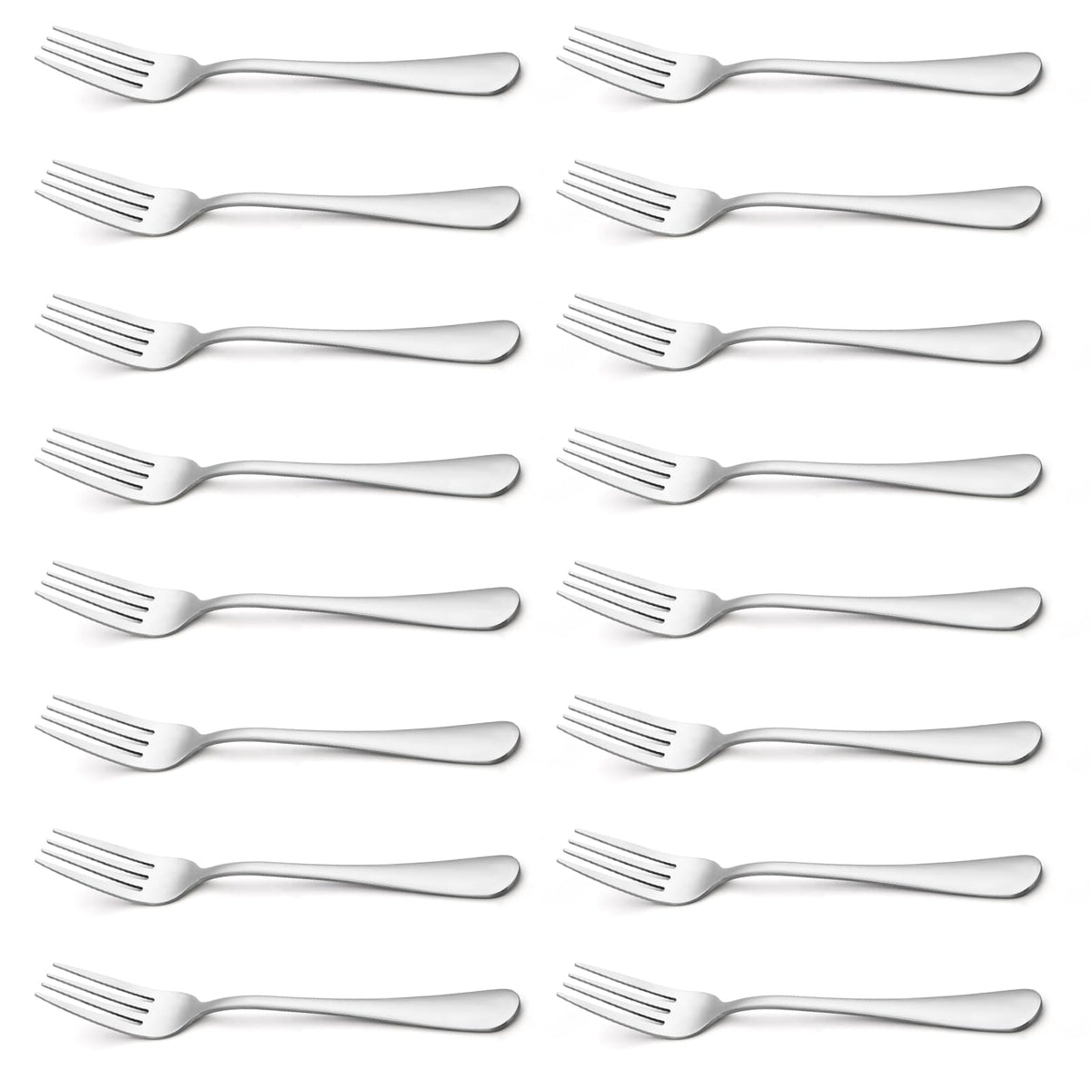 BRIOUT 16-piece silverware set with 8-inch dinner forks for everyday dining elegance.