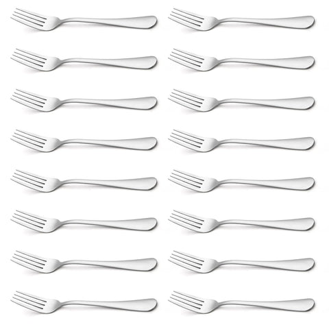 BRIOUT 16-piece silverware set with 8-inch dinner forks for everyday dining elegance.
