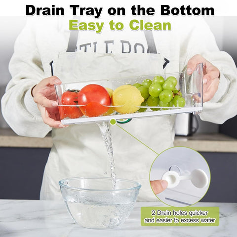 Brippo fridge bins with drainage holes aid quick drying.