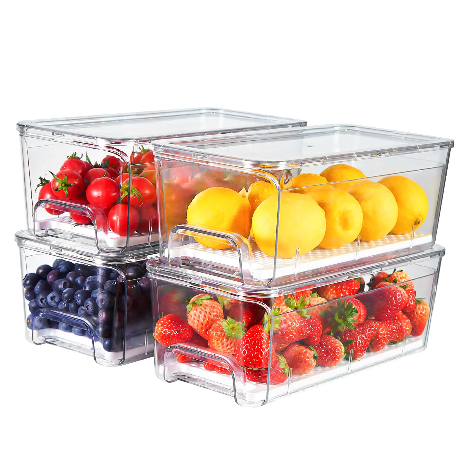 Brippo fridge drawer organizer set keeps fruits and vegetables neatly accessible.