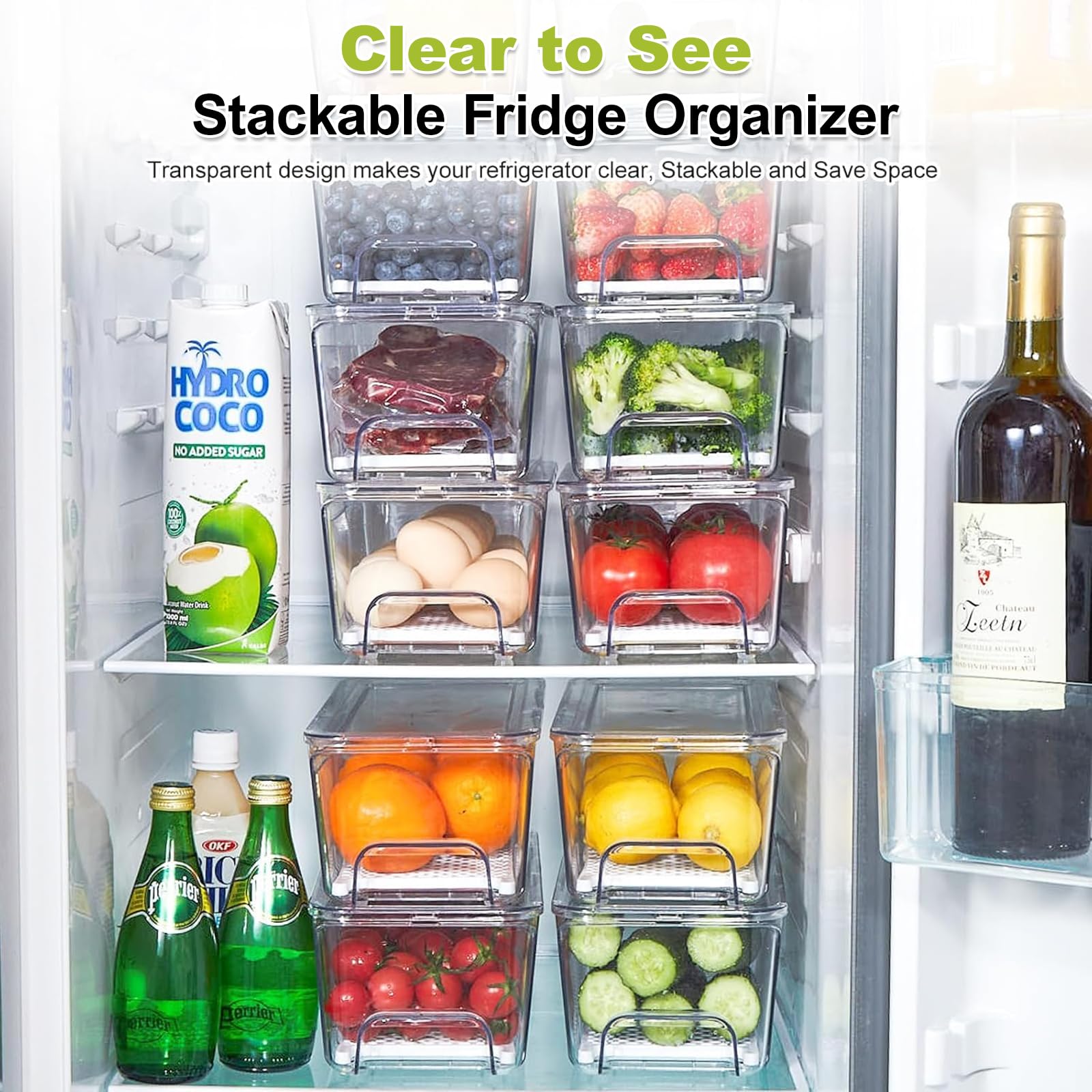 Brippo 4.98QT capacity bins store fruits, vegetables, and snacks.