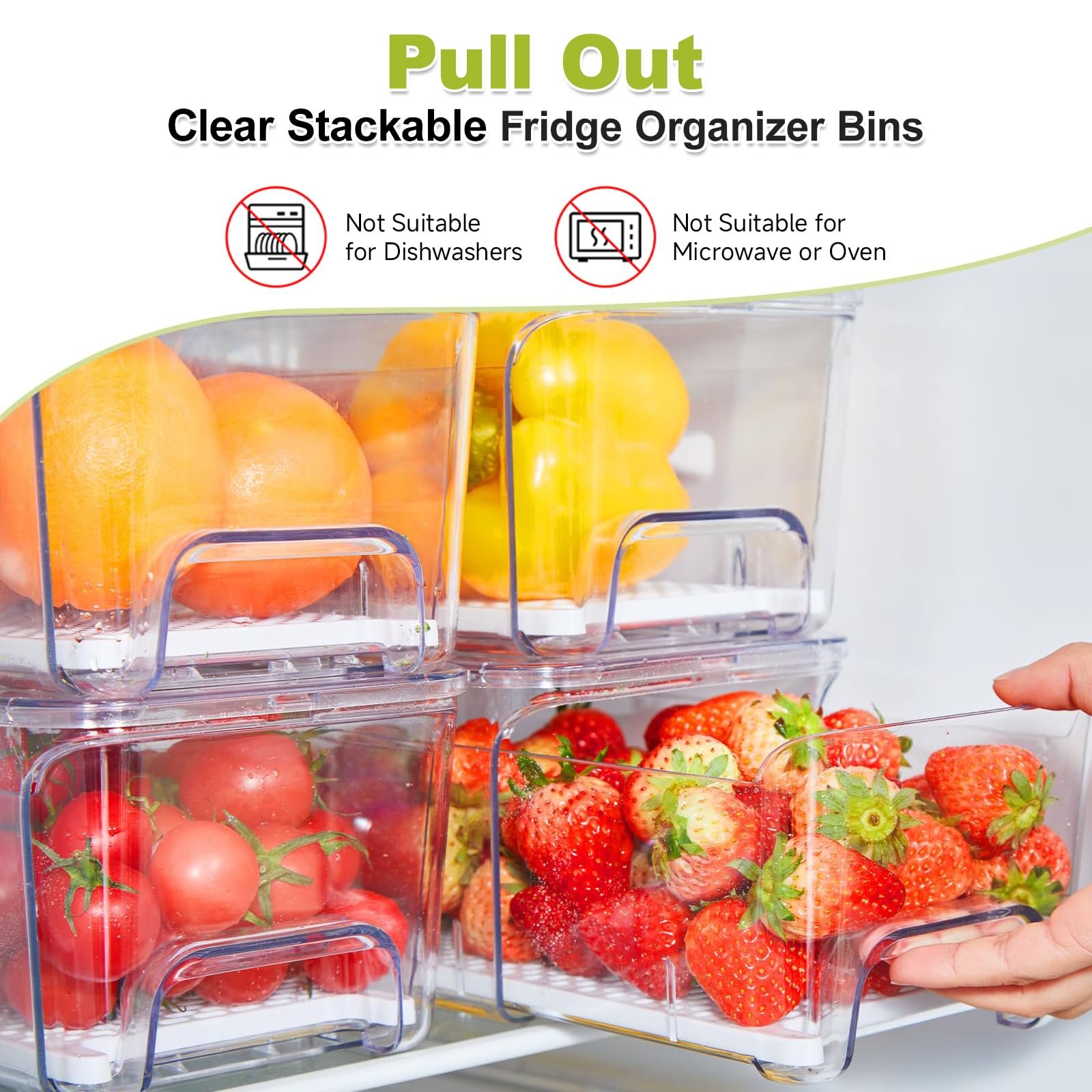 Brippo removable strainer layer drains moisture to keep produce drier.