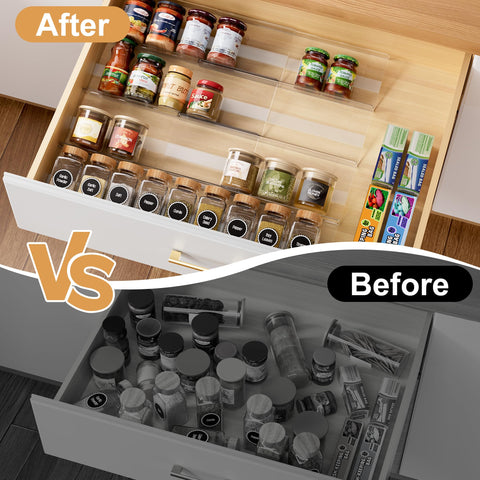 Brippo spice drawer anti-slip mat keeping bottles secure during drawer action.