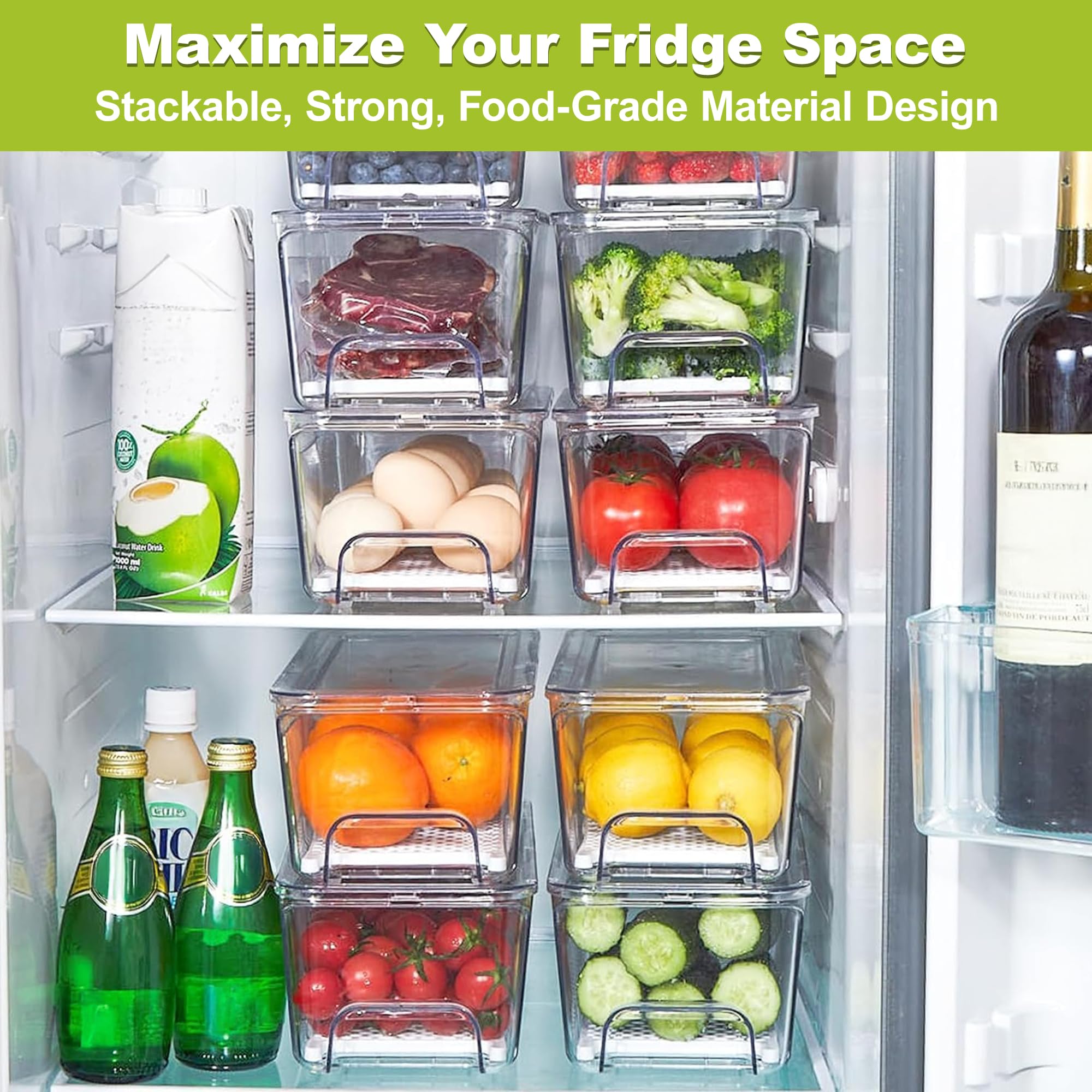 Brippo stackable fridge storage drawer maximizes space and reduces waste.