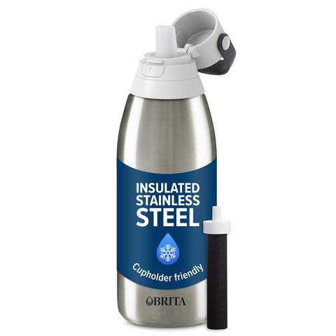 Brita 32oz stainless steel bottle with insulation keeps drinks cold up to 24 hours