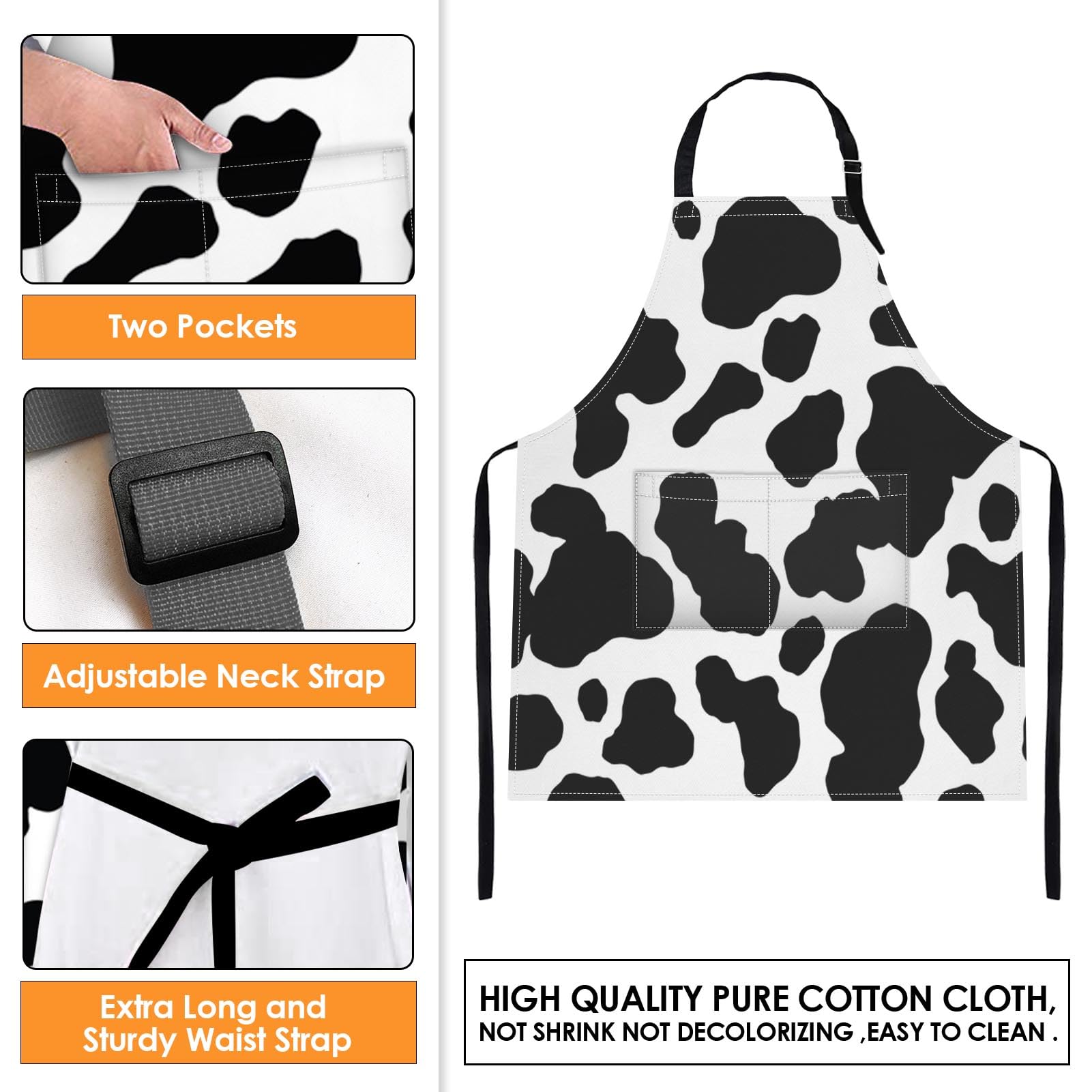 Britimes apron adjustable neck strap fits a wide range of heights.