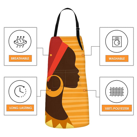 Britimes apron adjustable neck-strap for a comfortable, custom fit.
