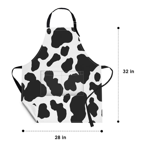 Britimes apron with cow dalmatian spots adds playful style to the kitchen.