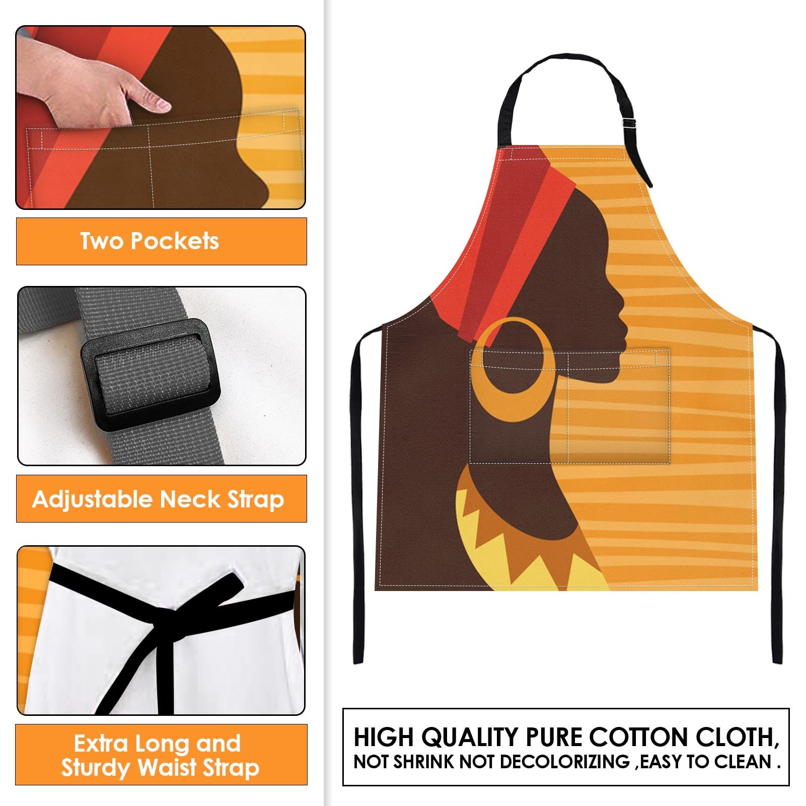 Britimes apron easy care design, machine washable and wrinkle resistant.