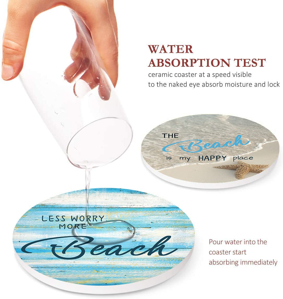 Britimes ceramic stone coaster absorbs moisture to keep your table dry.