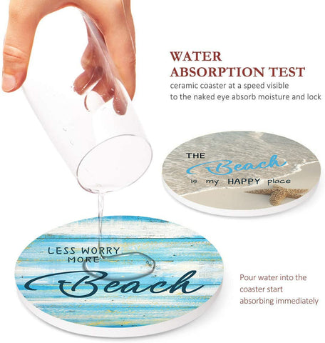 Britimes ceramic stone coaster absorbs moisture to keep your table dry.