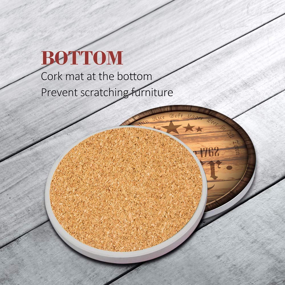Britimes cork-base coaster provides slip resistance for stable drinks.