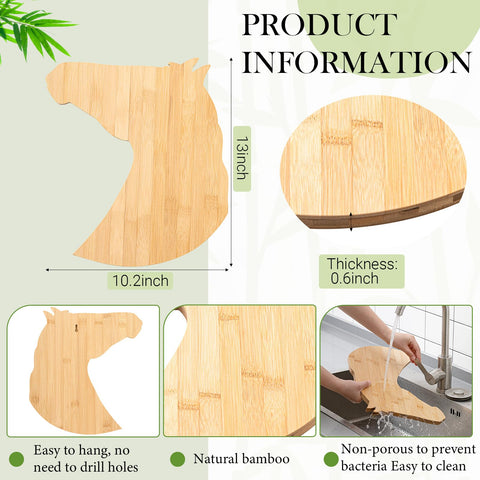Briwooody horse-shaped board side view highlighting its sturdy profile and natural bamboo finish.