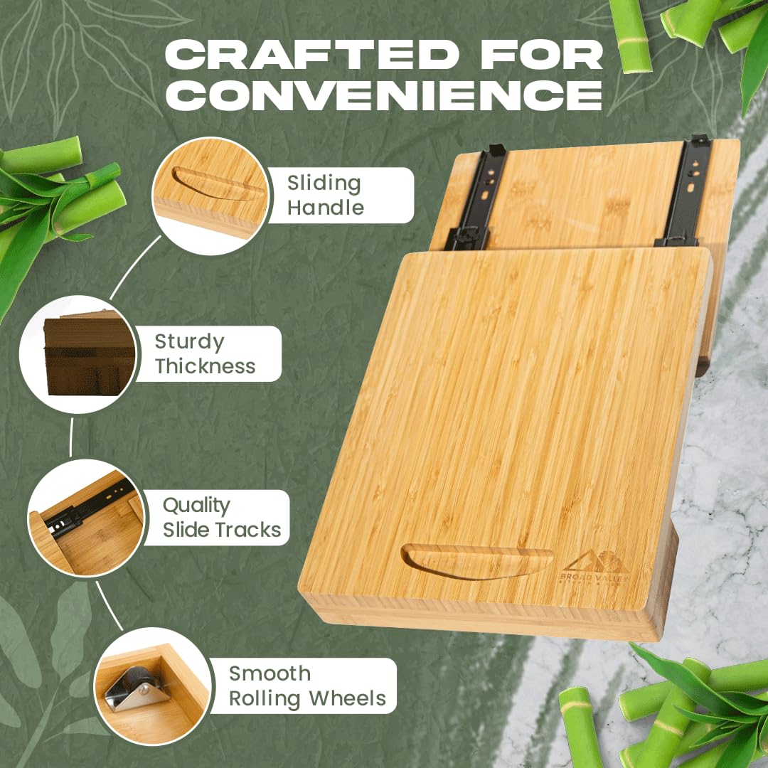 Broad Valley Bamboo Appliance Slider shows a coffee-station setup for convenient serving.