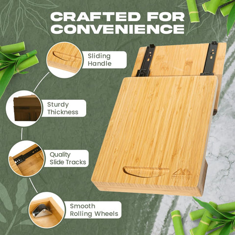Broad Valley Bamboo Appliance Slider shows a coffee-station setup for convenient serving.
