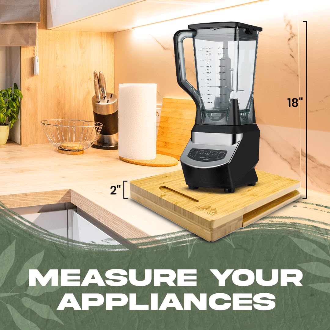 Broad Valley Bamboo Appliance Slider demonstrates smooth sliding mechanism for quick repositioning.
