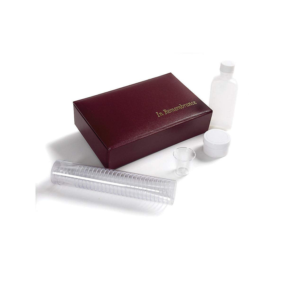 Broadman juice bottle 3oz included for simple, measured refills during services.