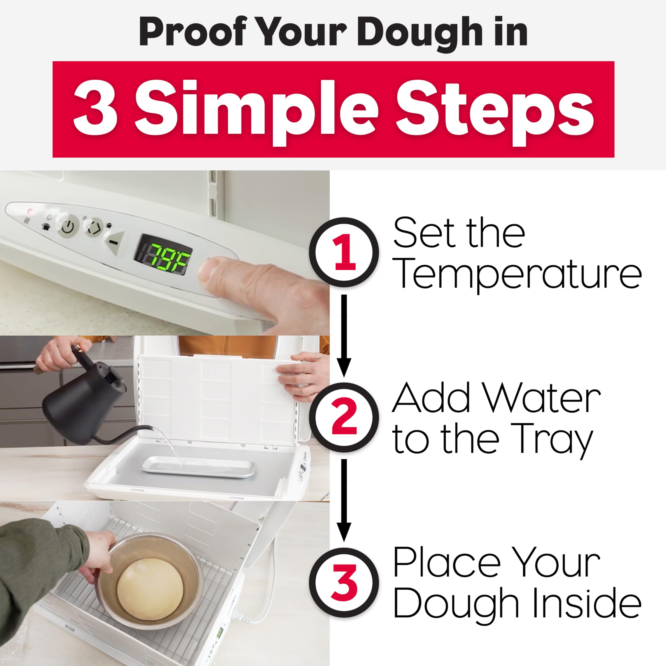 Accessory shelf included for batch proofing and prep with the proofer.