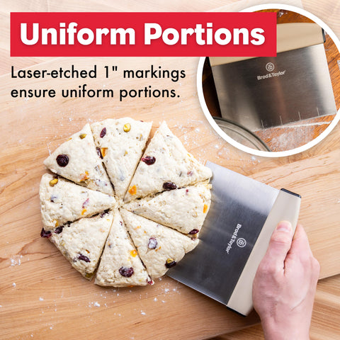 Brod & Taylor bench knife has a wide 6x5.25 inch blade surface for easy dough lifting