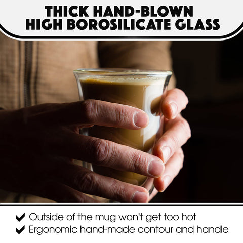 Brod and Taylor ergonomic espresso cup surface shows condensation-free exterior for comfortable handling