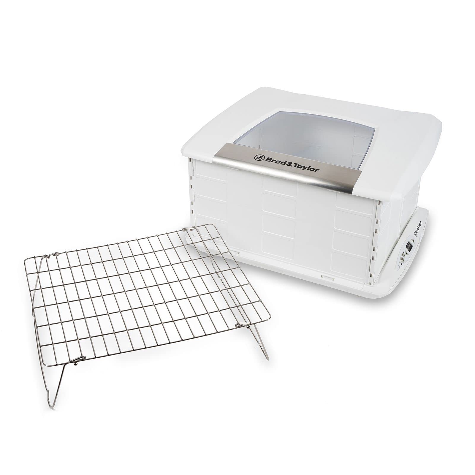 Brod & Taylor folding proofer white closed for compact storage and warmth.