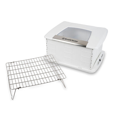 Brod & Taylor folding proofer white closed for compact storage and warmth.