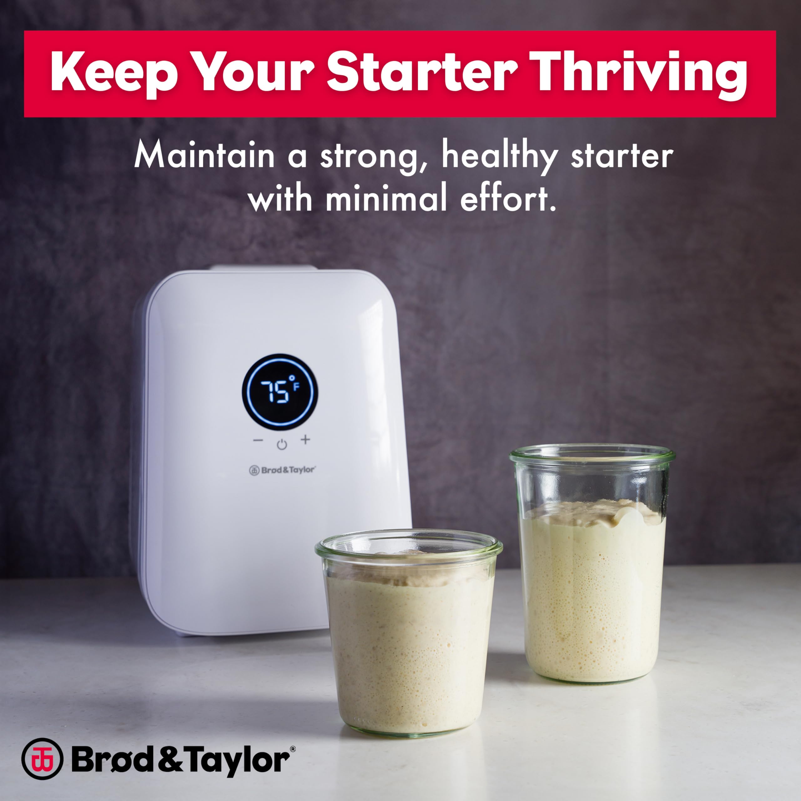 Brod & Taylor Sourdough Home control panel enables quick temperature tweaks for reliable timing