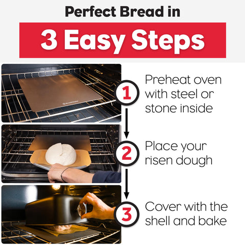 Brod & Taylor Ultralight Baking Shell on stone with batard ready to bake