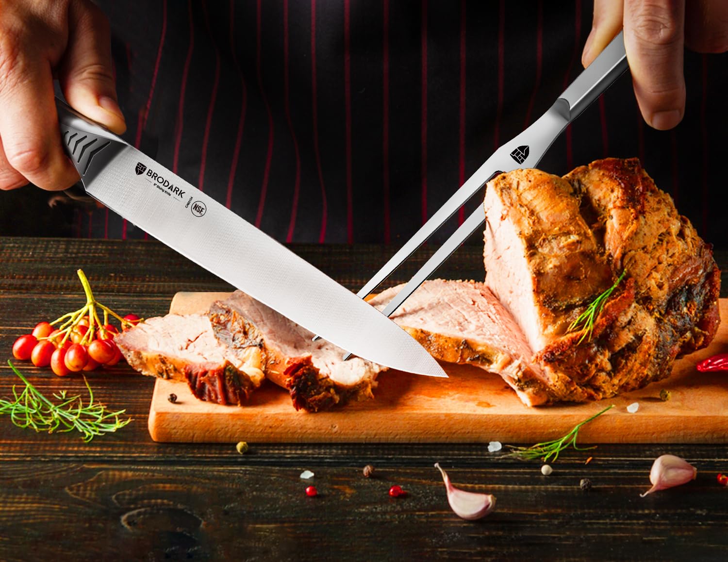 BRODARK high-carbon stainless steel ensures rust resistance and lasting sharpness.