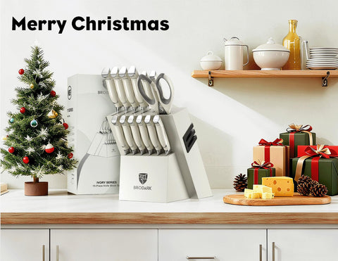 BRODARK Ivory Series 8-inch chef knife for precise slicing and lasting sharpness.